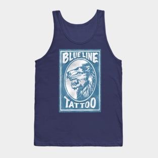 Blue Line Tattoo La Crosse WI Lion Head Logo Tank Top